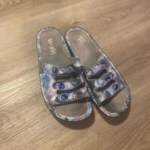 Alegria Fiona Printed Triple Strap Sandals Blue 39